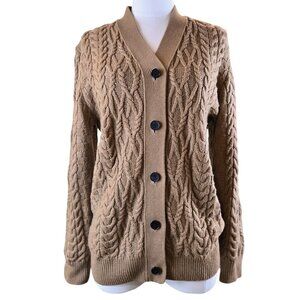 The Kooples Buttoned Oversized V-Neck Cardigan Braided Wool S Like New